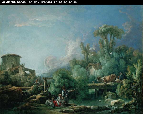 Francois Boucher The Gallant Fisherman, known as Landscape with a Young Fisherman